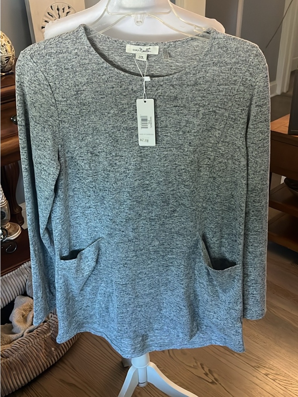 Simply Noelle Heather Gray Long Sleeve Pocket Tunic